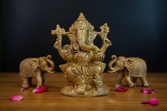 Idole en laiton de Lakshmi Ganesh