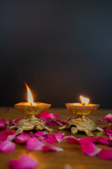 Sacred Brass Turtle Diya – Auspicious Pooja Oil Lamps for Prosperity & Divine Light
