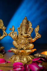 Sacred Lakshmi Ganesh Idol Set with Elephants – Prosperity, Wisdom & Divine Grace