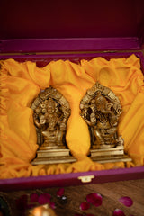 Brass Lakshmi Ganesh Ji God Idols - 5.5" Height