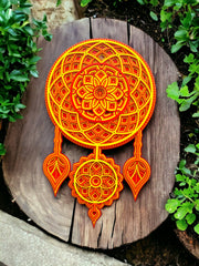 Dream Catcher Orange Color - Wall Art, Gift Good Dreams, Boho