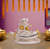 Lord Ganesha Idol with Elephant Tusk Motif– 24 Carat Gold & Silver Electroplated | Makerz & Marvelz