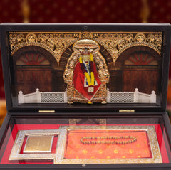 Sai Baba Keepsake Box – Gold-Plated Spiritual Gift with Yantra & Mala