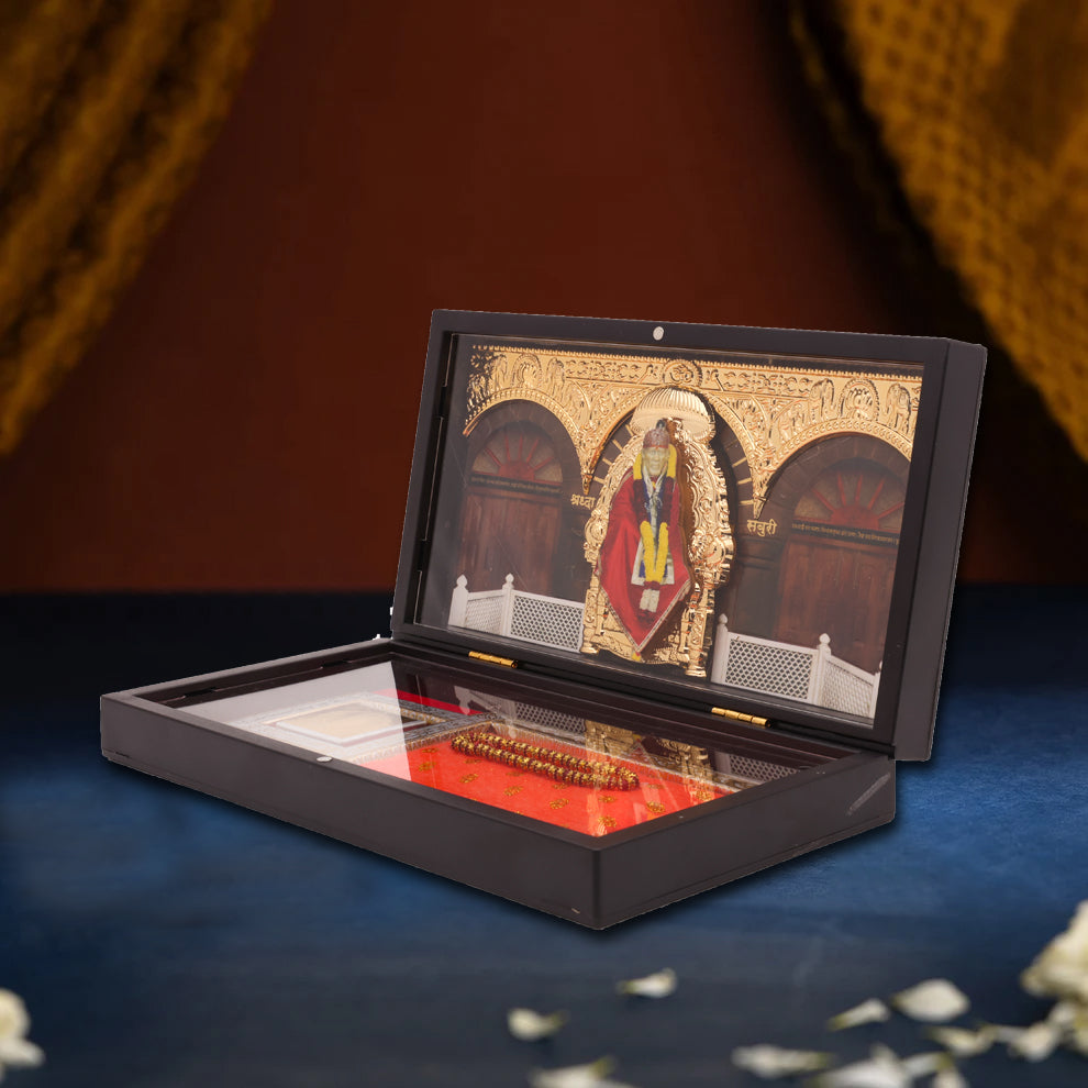 Sai Baba Pocket Temple – Miniature Mandir with Yantra & Mala for Blessings