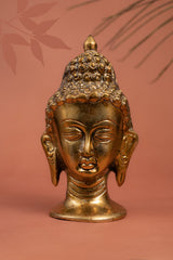 Superfine Brass Buddha Head Sculpture - 5" Height