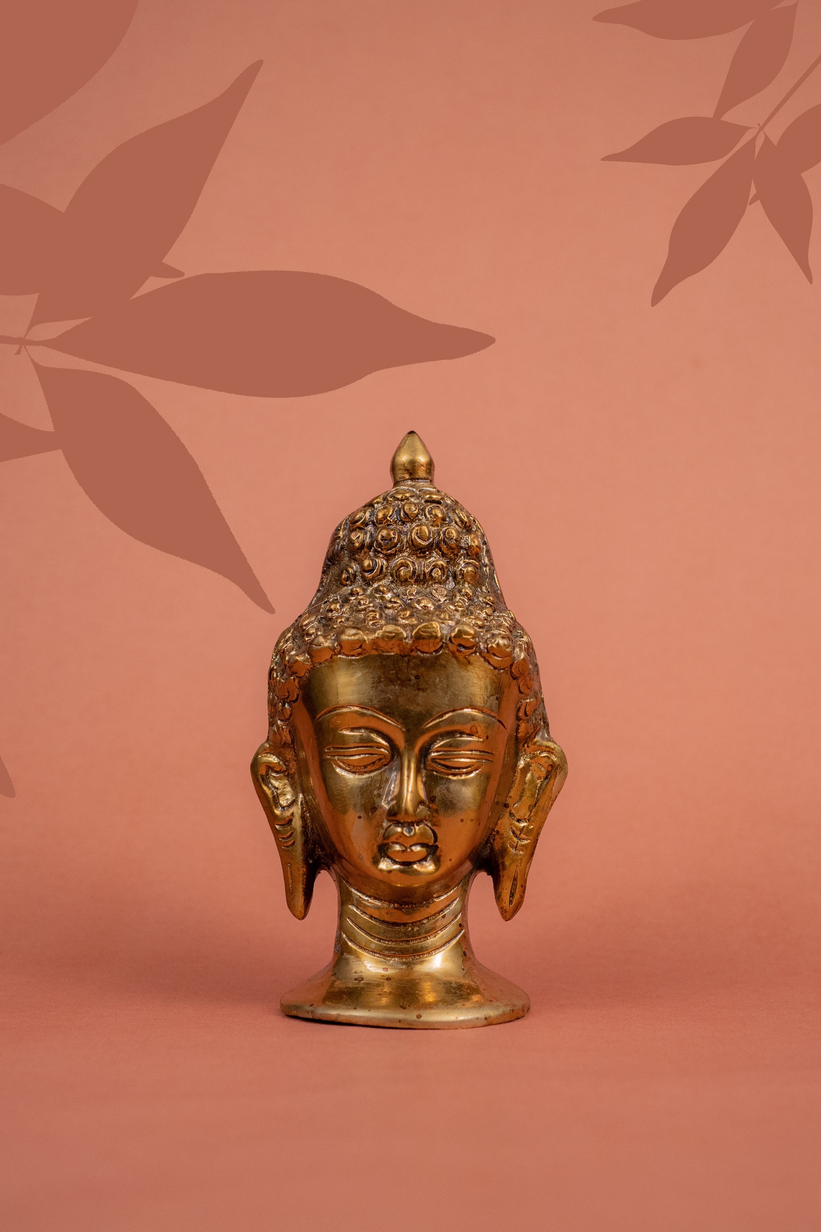 Superfine Brass Buddha Head Sculpture - 5" Height