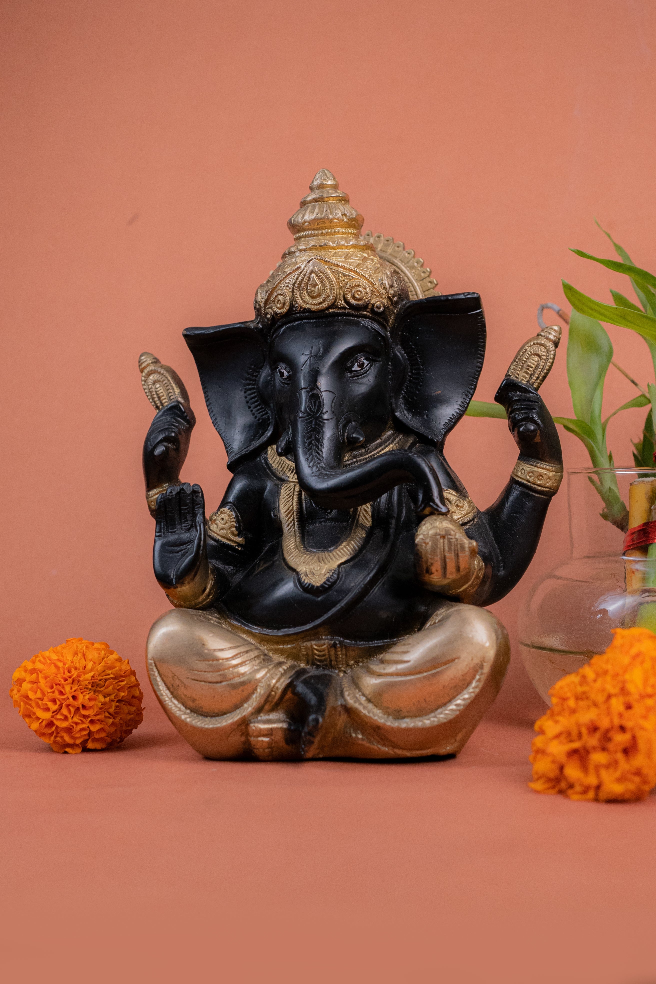 Brass Handcrafted Ganesh Ji - 7.5" Height