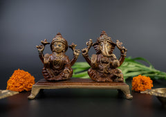Brass Antique Lakshmi Ganesh with chowki