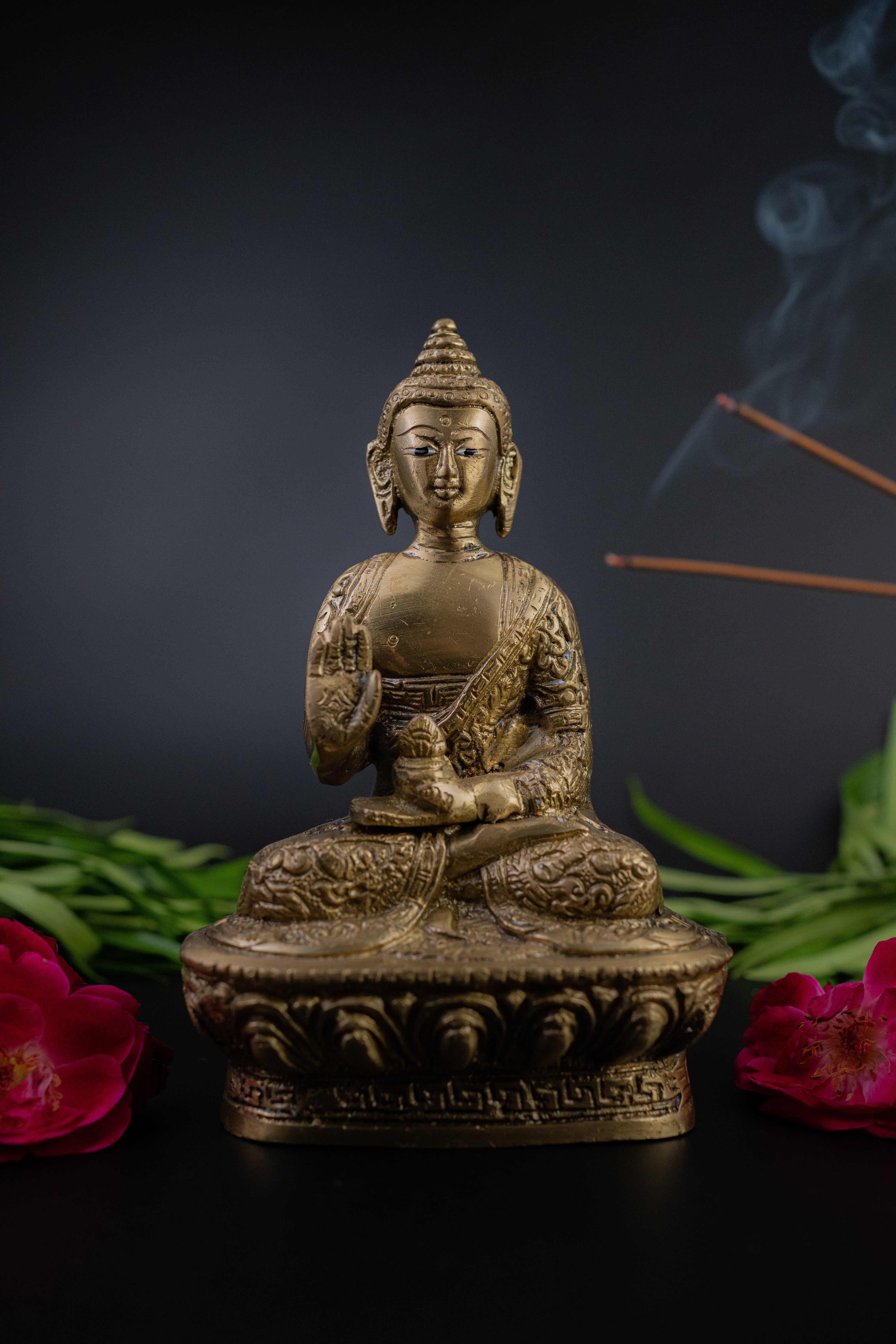 Brass Calm Buddy Buddha Statue - 6.5" Height