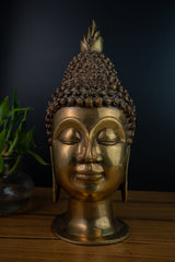 Superfine Brass Buddha Head - 12" Height