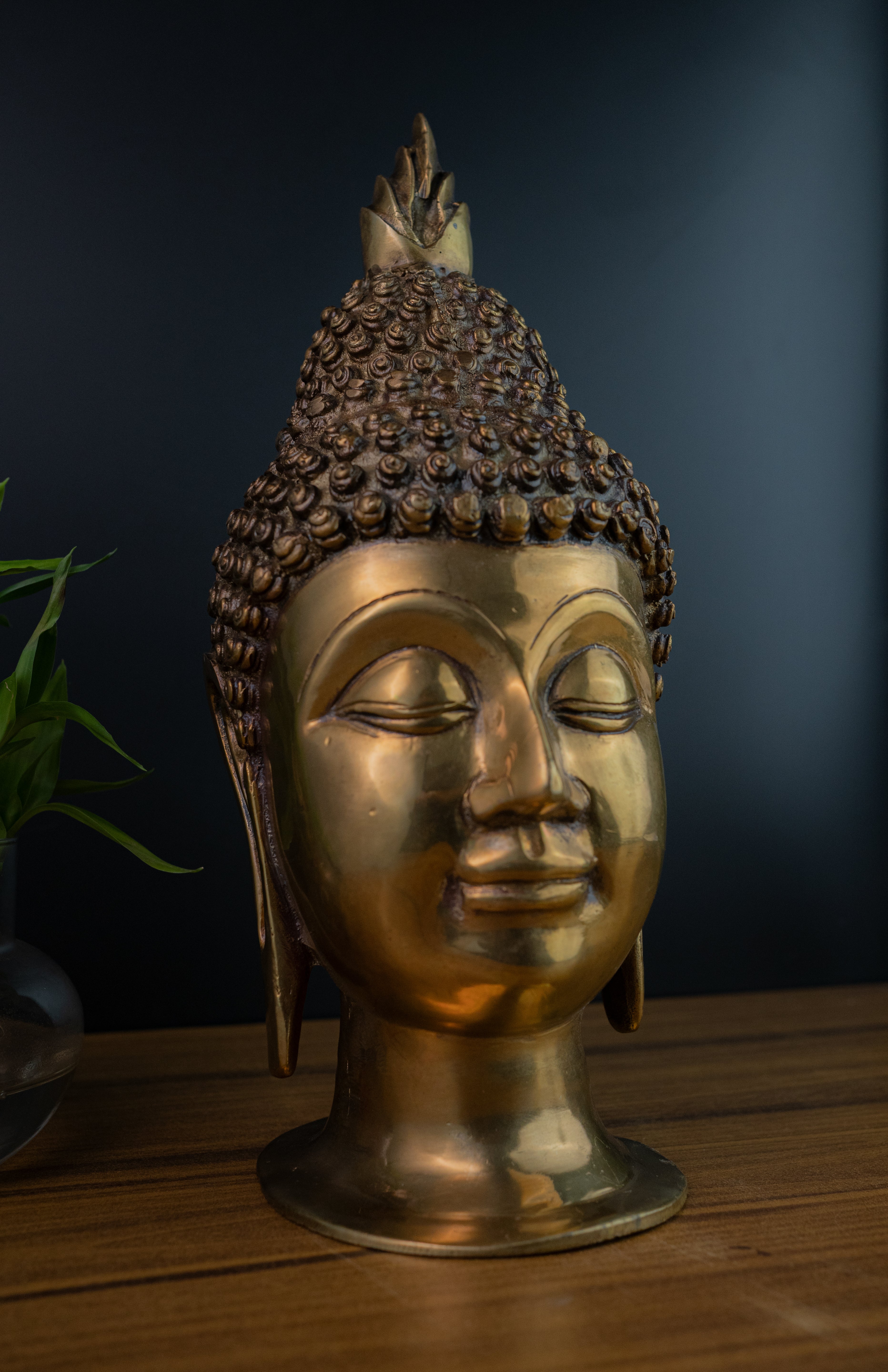 Superfine Brass Buddha Head - 12" Height