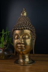 Superfine Brass Buddha Head - 12" Height