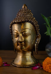 Superfine Brass Buddha Head - 8.5" Height
