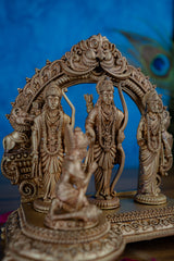 Ram Darbar Brass Idol – Lord Ram, Sita, Lakshman & Hanuman Murti – Handcrafted Pooja & Home Temple Décor