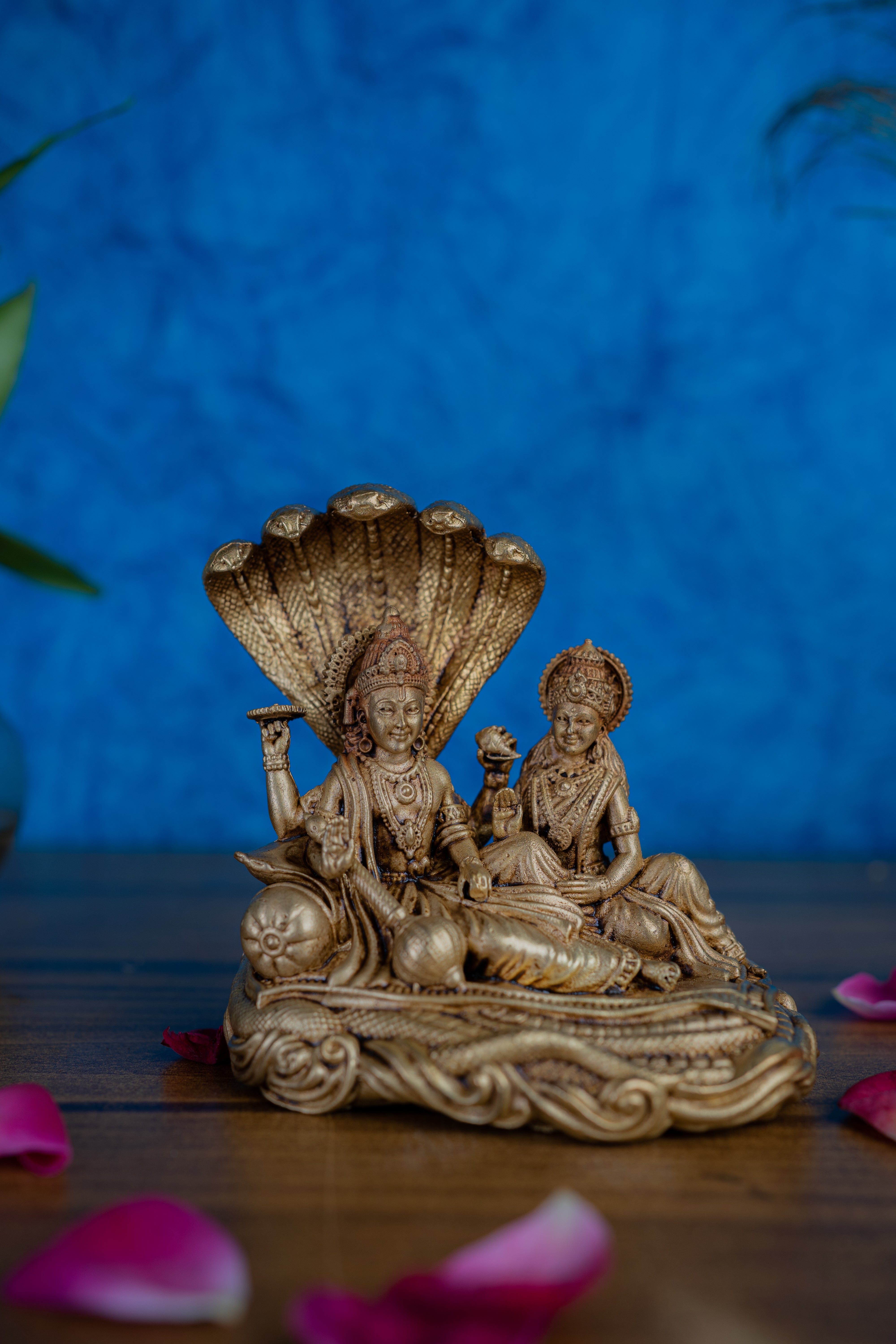 Brass Lakshmi Narayan Statue on Shesh Nag – Decorative Hindu Idol for Home Décor & Spiritual Gifting