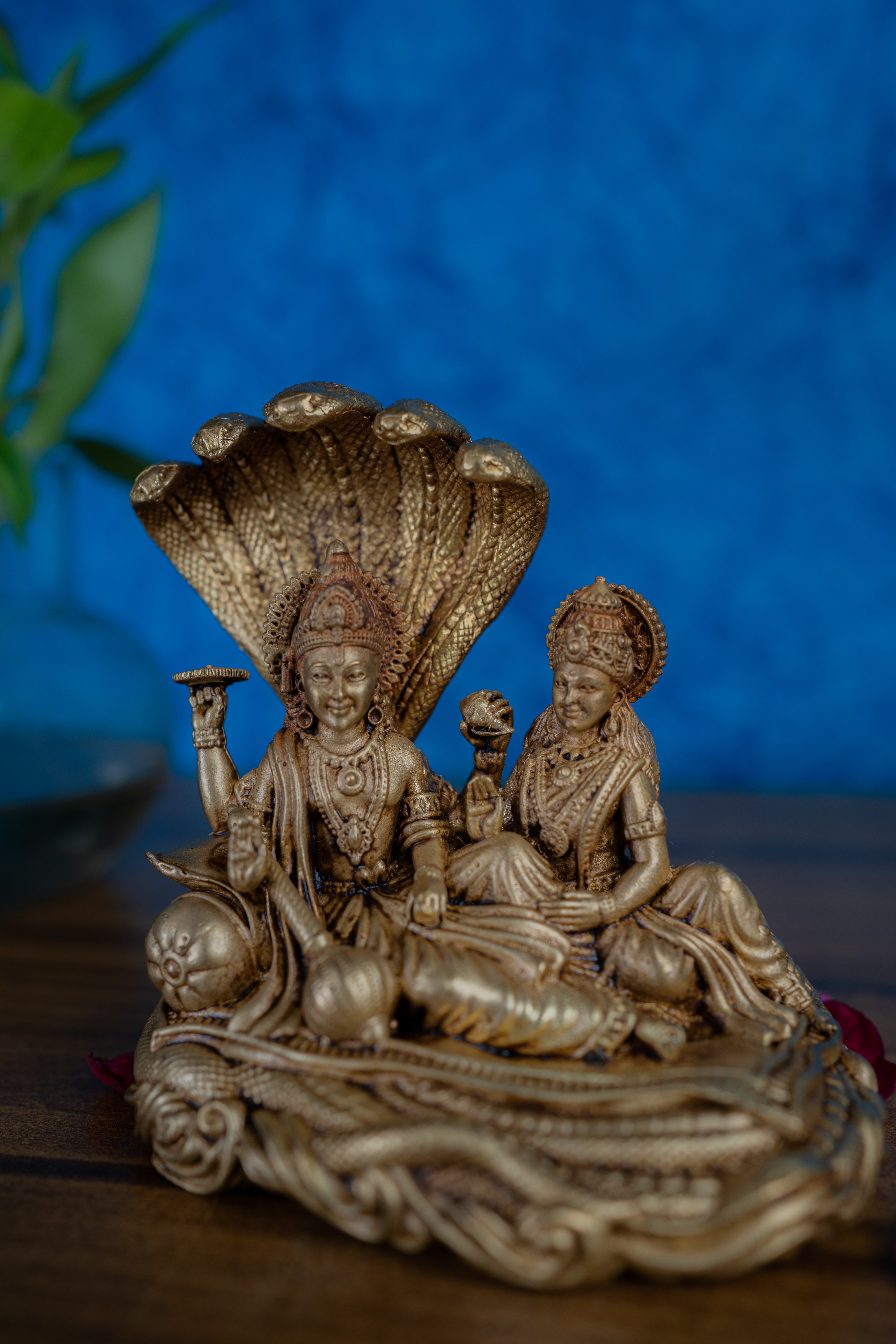 Brass Lakshmi Narayan Statue on Shesh Nag – Decorative Hindu Idol for Home Décor & Spiritual Gifting