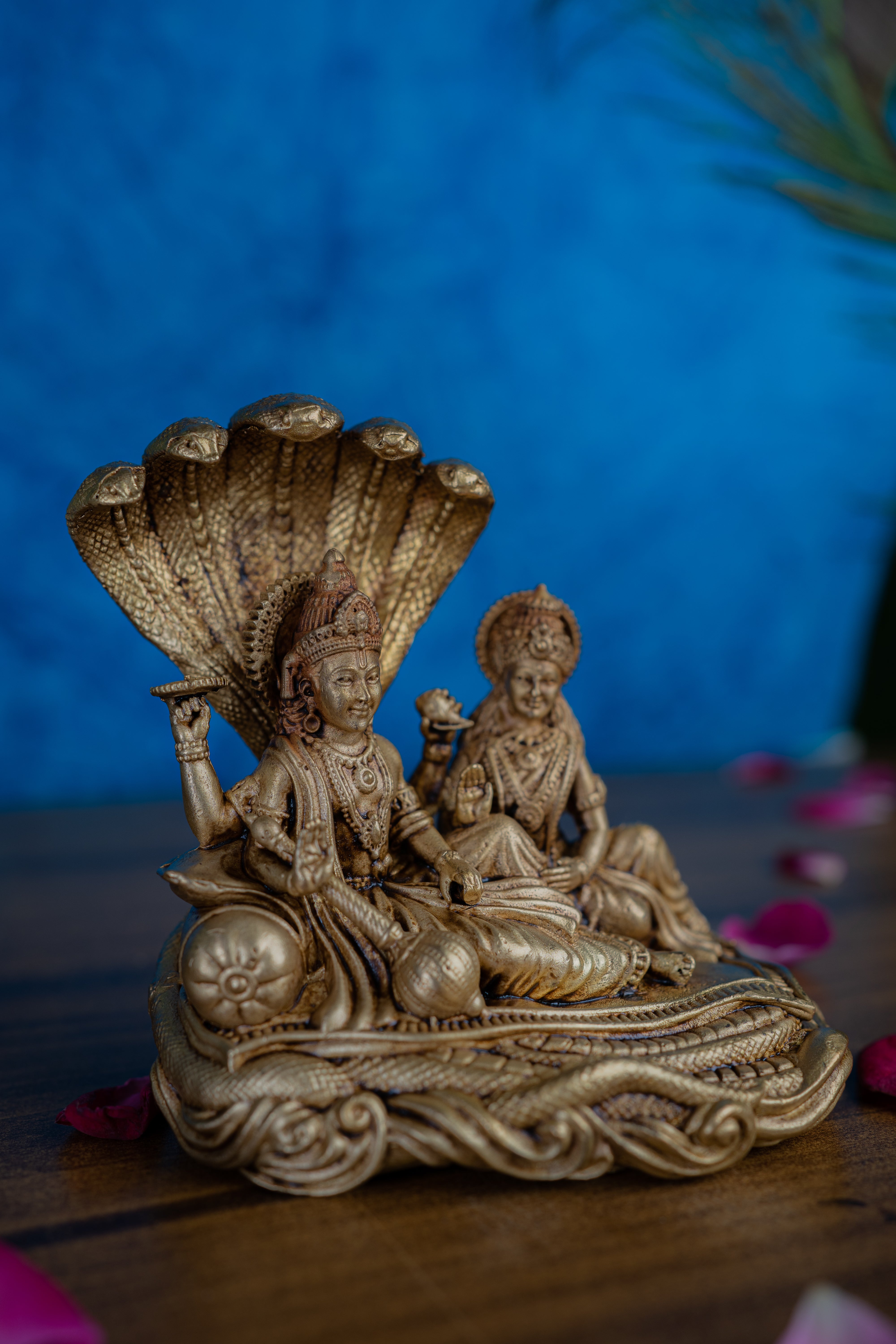 Brass Lakshmi Narayan Statue on Shesh Nag – Decorative Hindu Idol for Home Décor & Spiritual Gifting