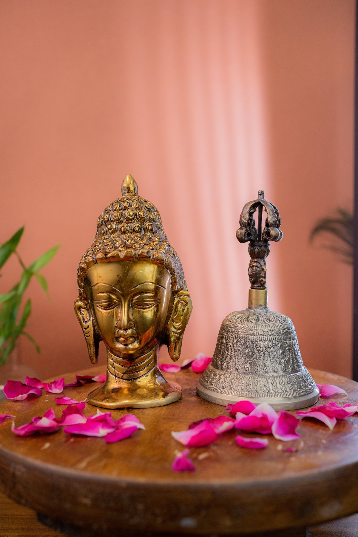 Superfine Brass Buddha Head and Meditation Bell