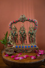 Brass Ram Darbar with Stones-8.5" Height