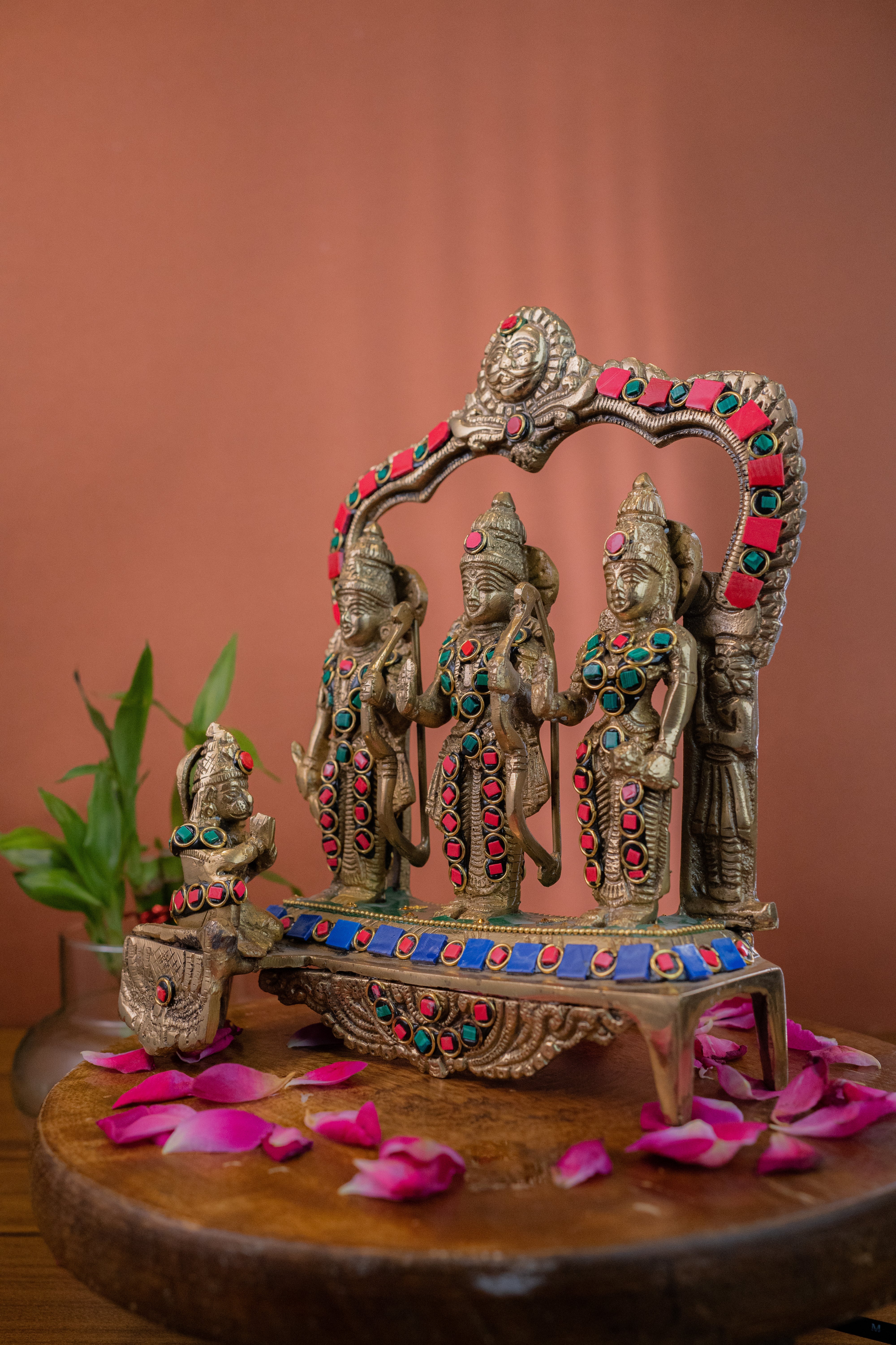 Brass Ram Darbar with Stones-8.5" Height