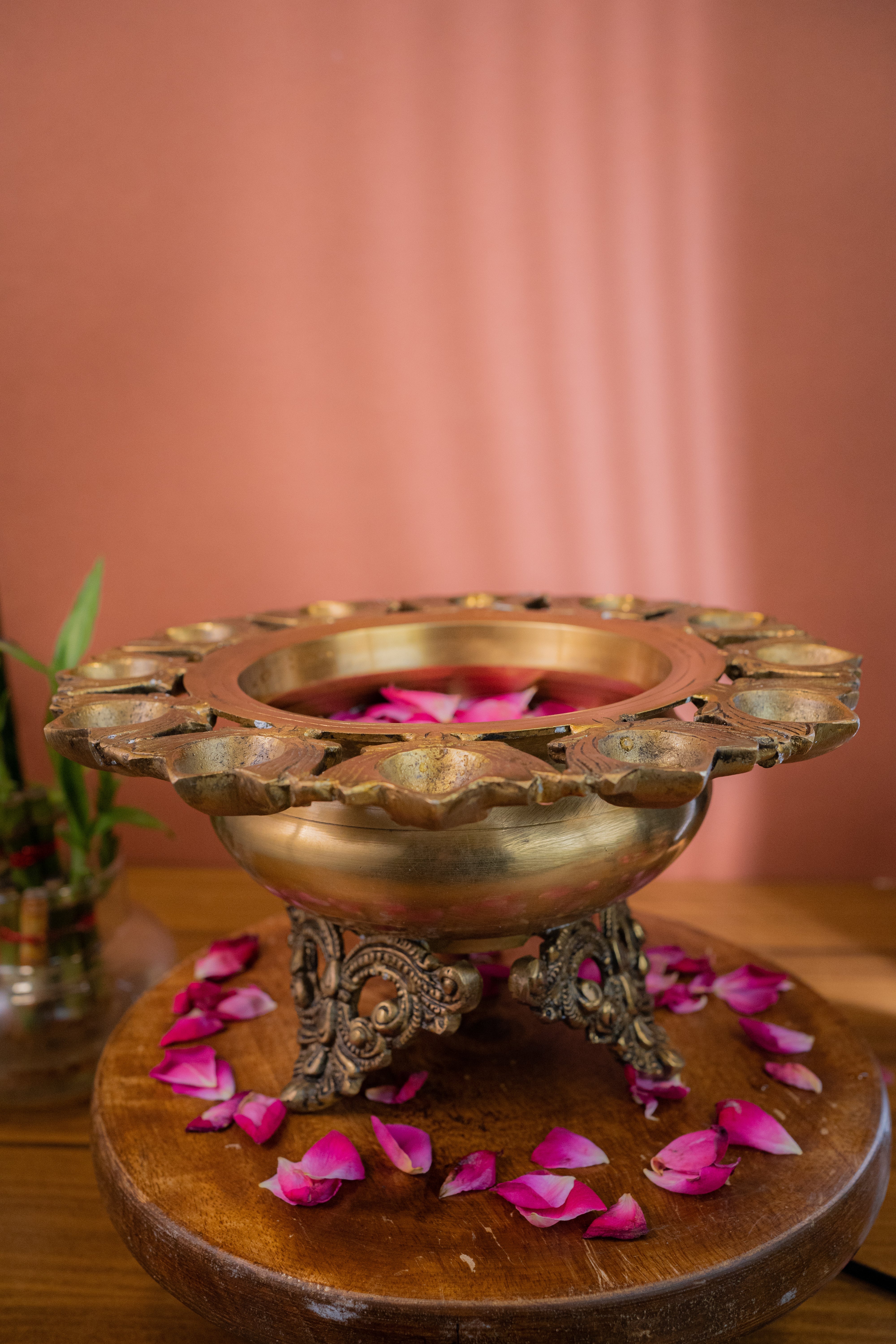 Brass Lotus Urli Bowl – Traditional Decorative Urli for Flowers & Festive Décor