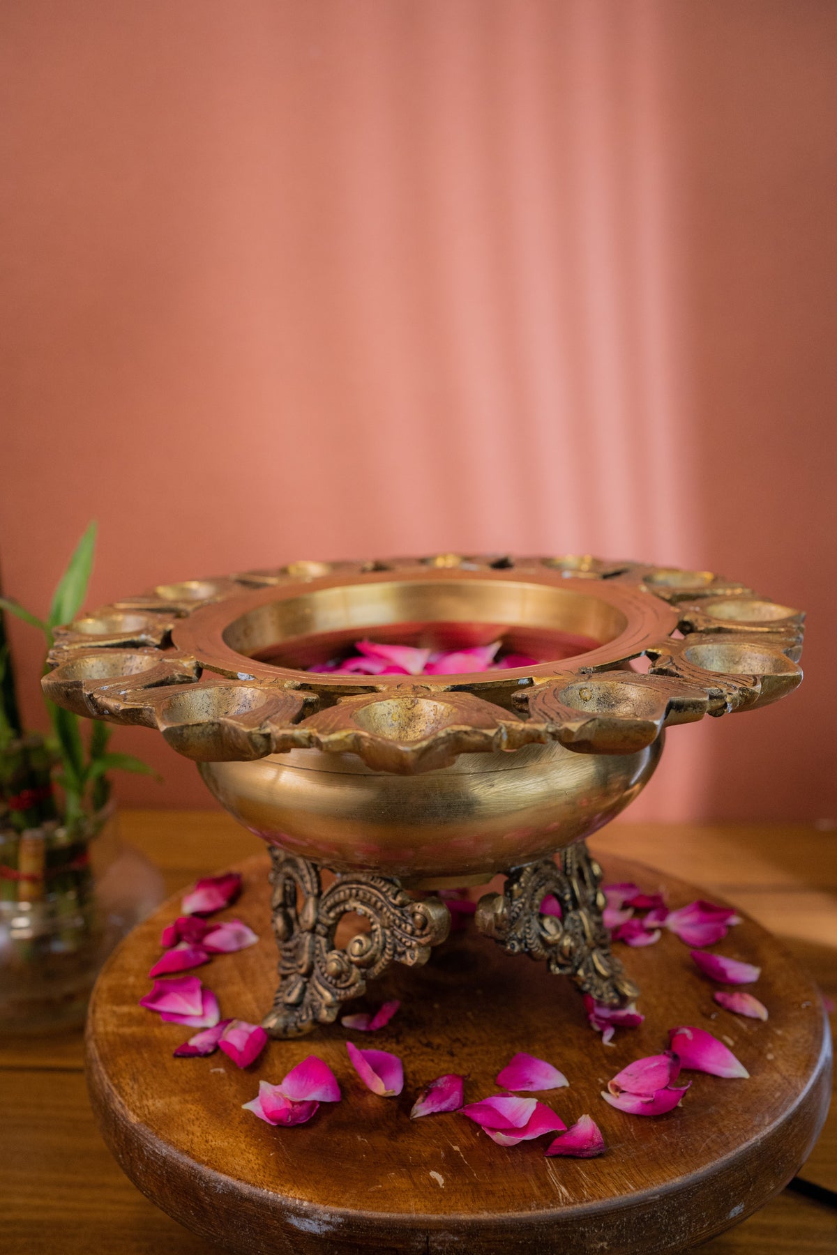 Brass Lotus Urli Bowl – Traditional Decorative Urli for Flowers & Festive Décor