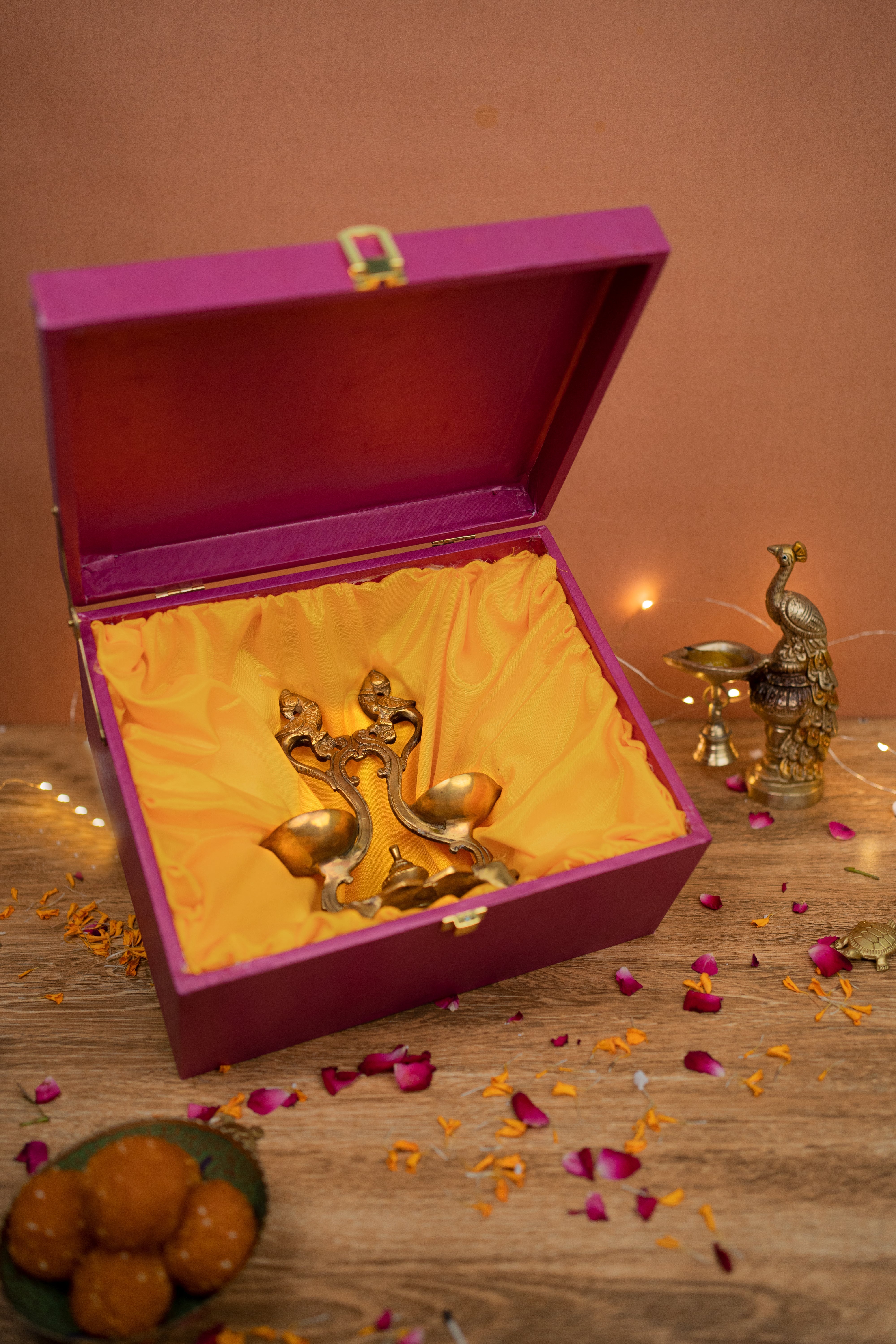 Brass Double Peacock Deepam – Traditional Dual Oil Lamp