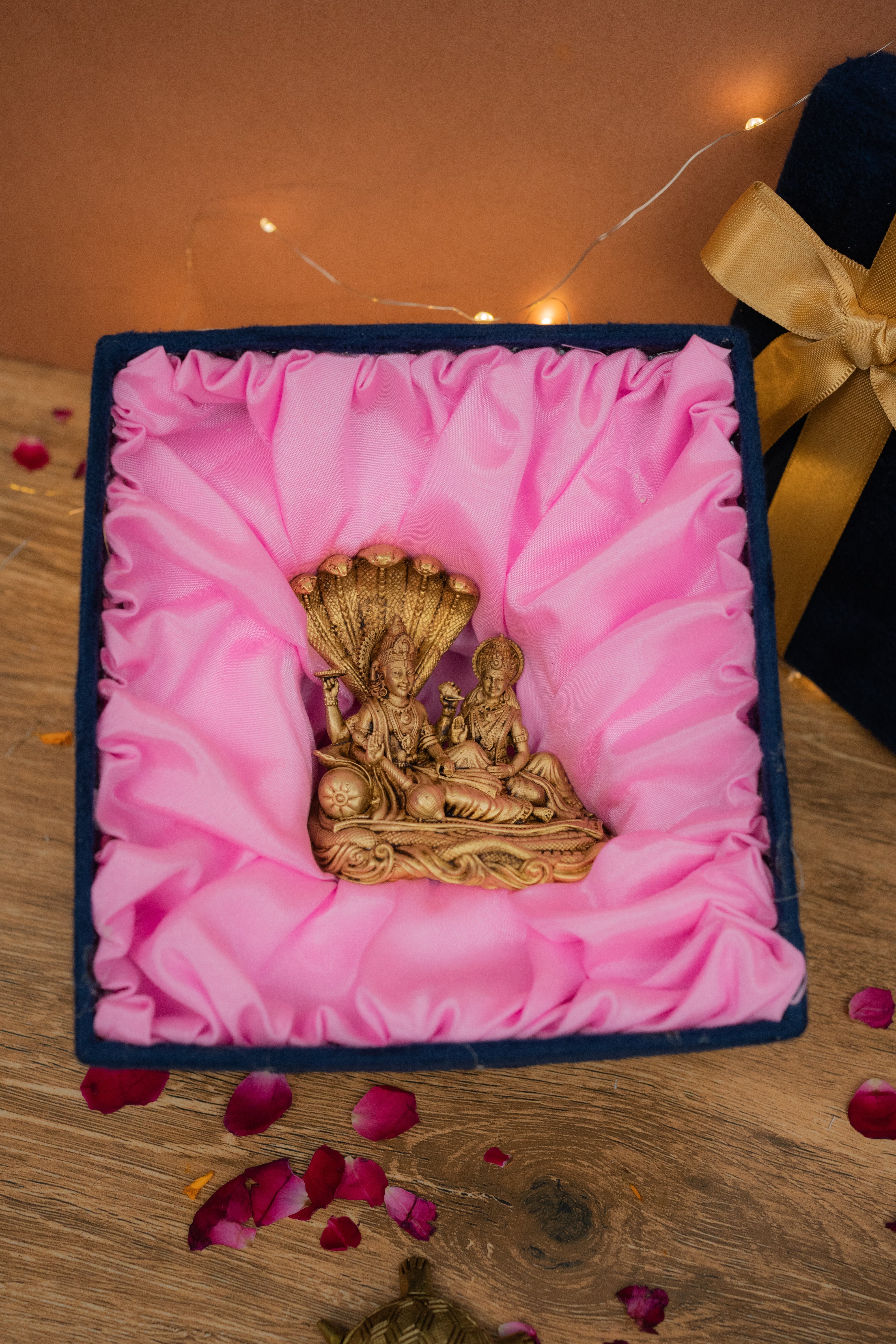 Brass Lakshmi Narayan Statue on Shesh Nag – Decorative Hindu Idol for Home Décor & Spiritual Gifting