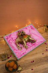 Pure BrassHandcrafted Colored Ridhi Sidhi Ganesh Ji Sitting on Elephant - 8" Height