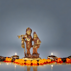 Radha Krishna God Idol with Peacock - 5" Height