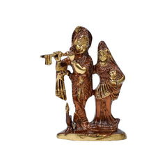 Radha Krishna God Idol with Peacock - 5" Height