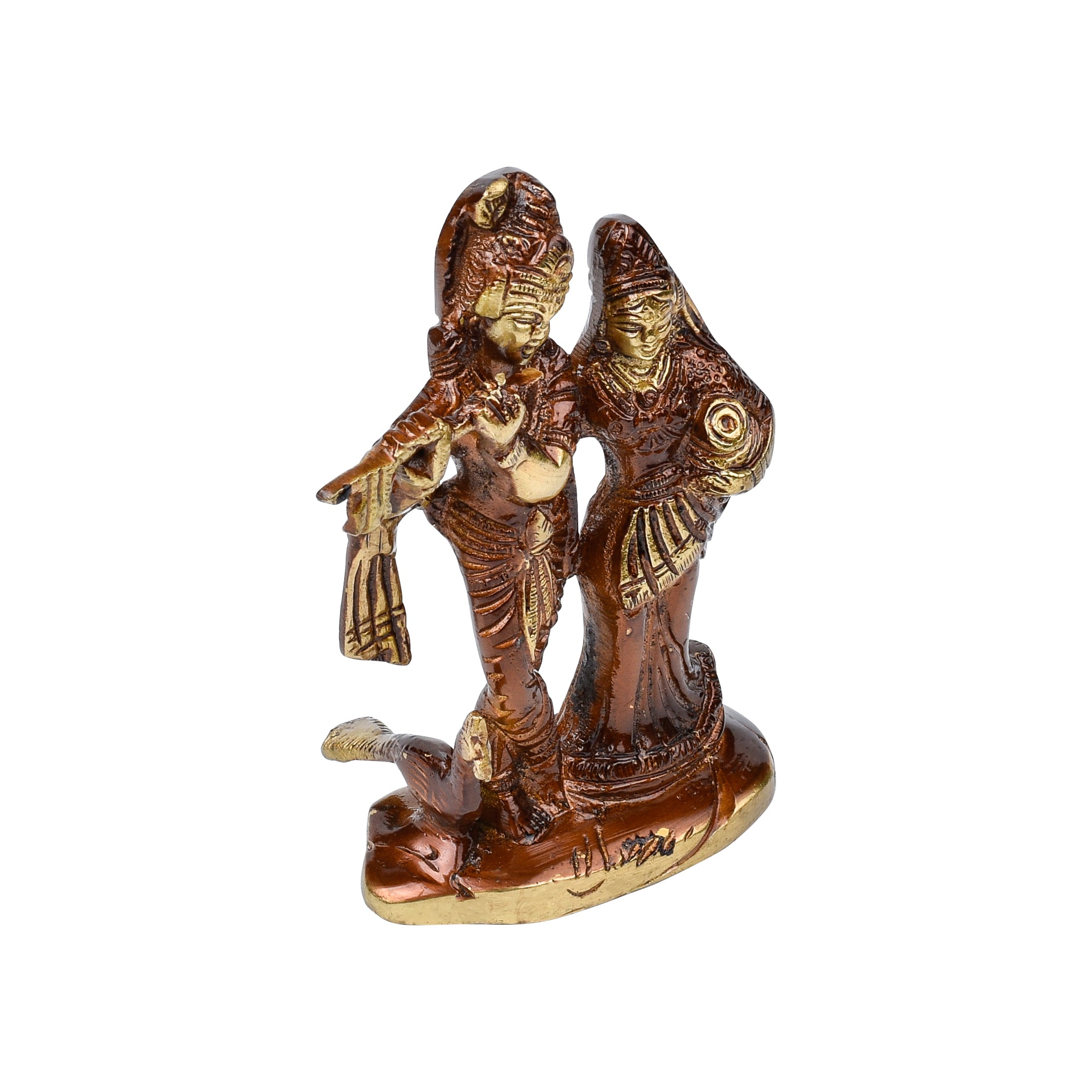 Radha Krishna God Idol with Peacock - 5" Height
