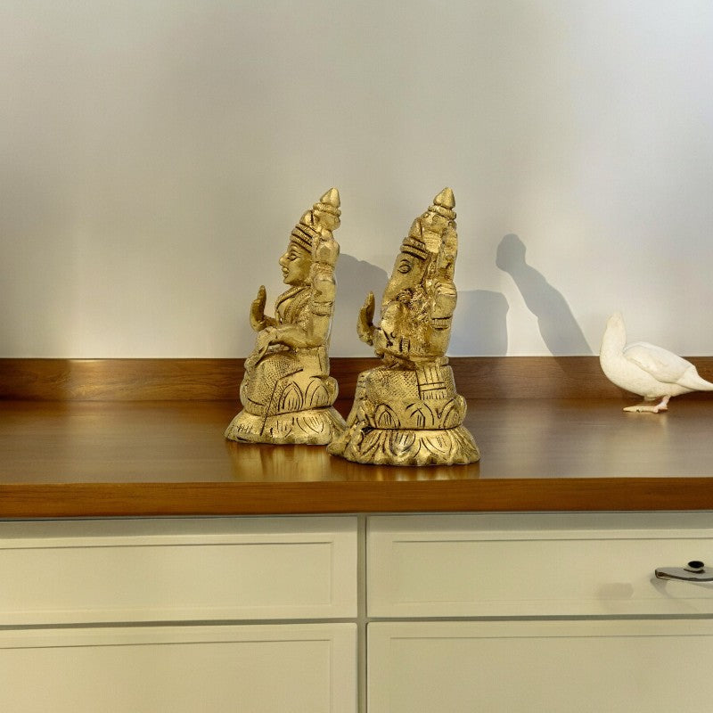 Brass Lakshmi Ganesh God Idol