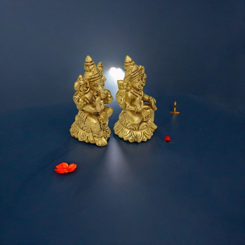 Brass Lakshmi Ganesh God Idol