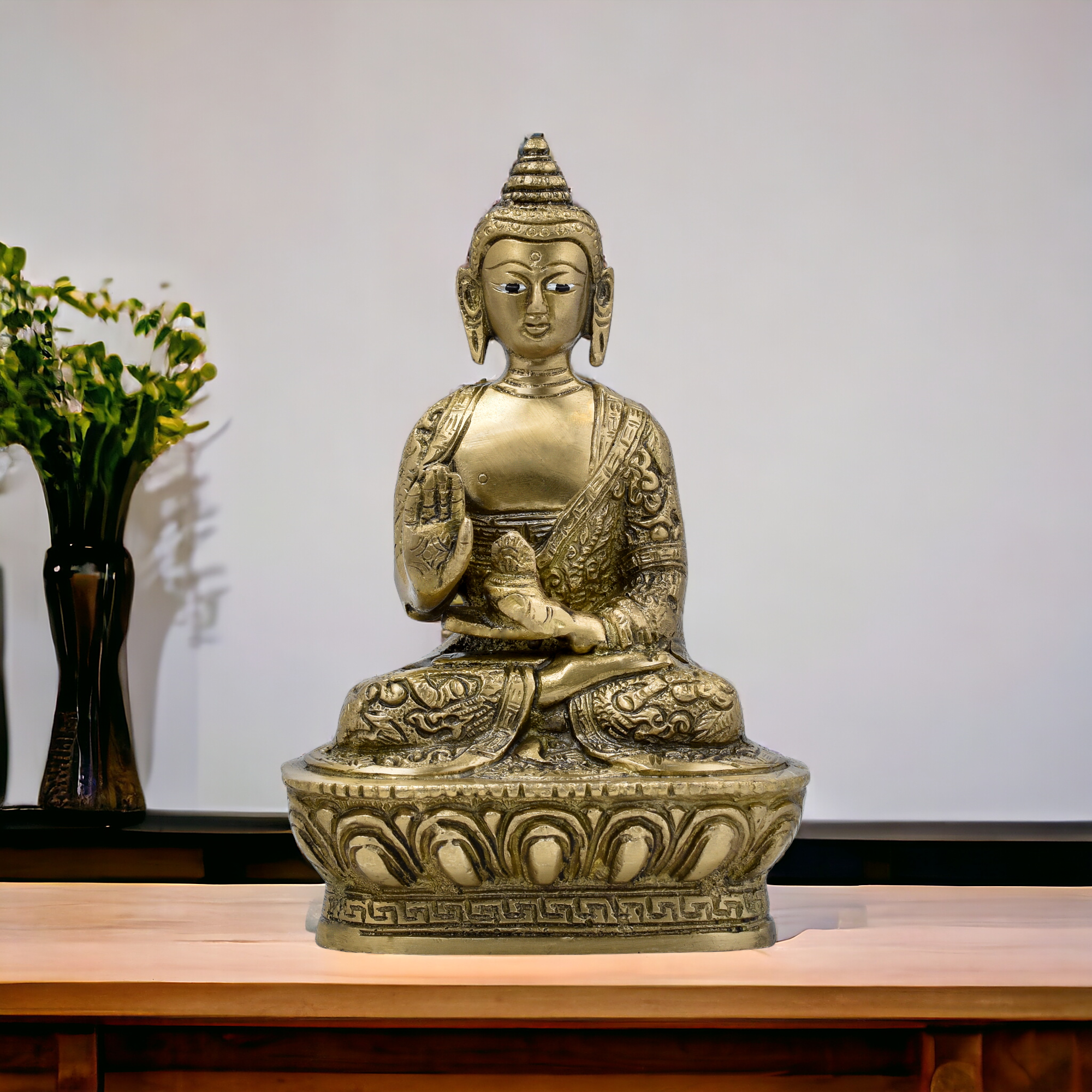 Brass Calm Buddy Buddha Statue - 6.5" Height