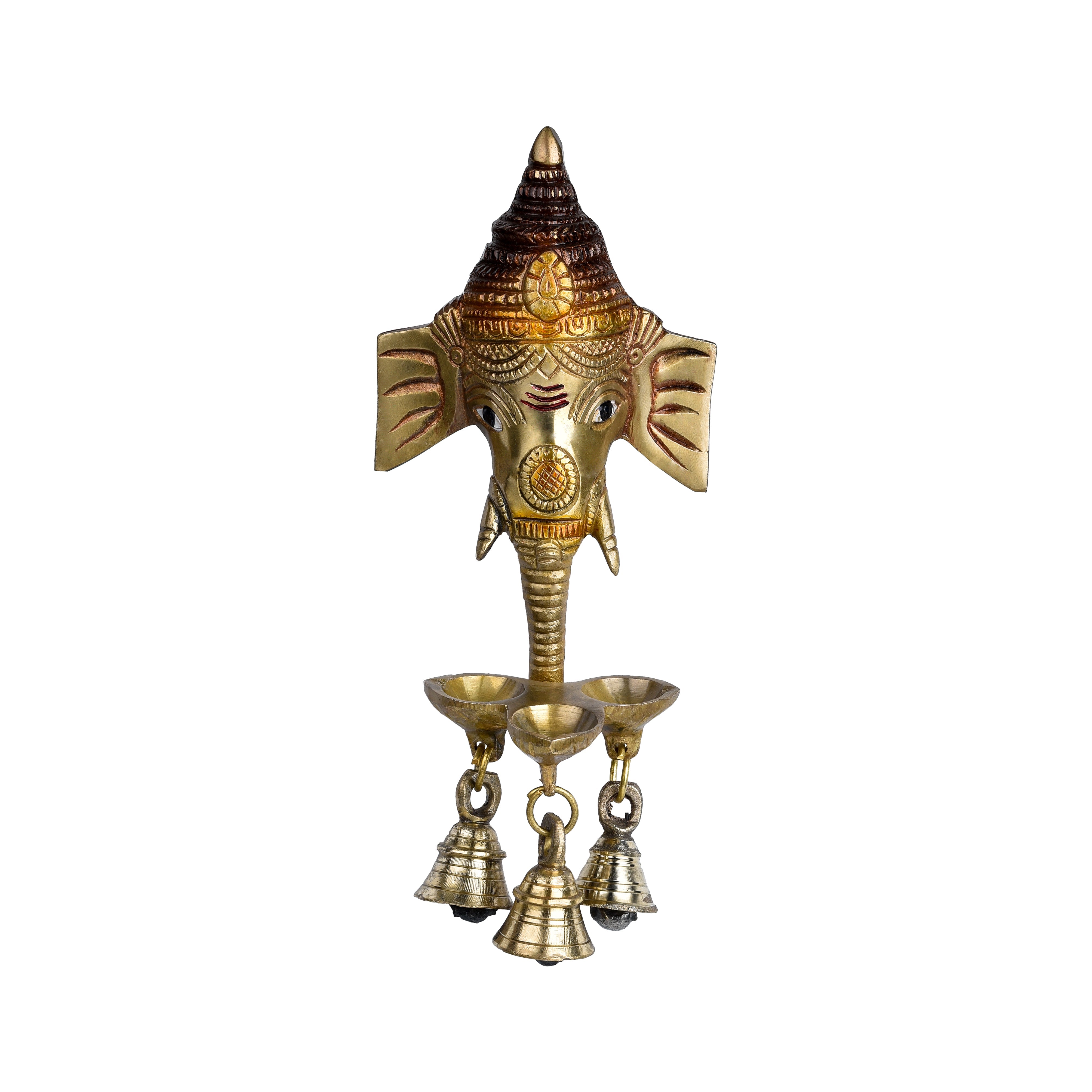 Brass Hanging Ganesh Ji with Bells – Auspicious Wall Decor for Entrance or Puja Room