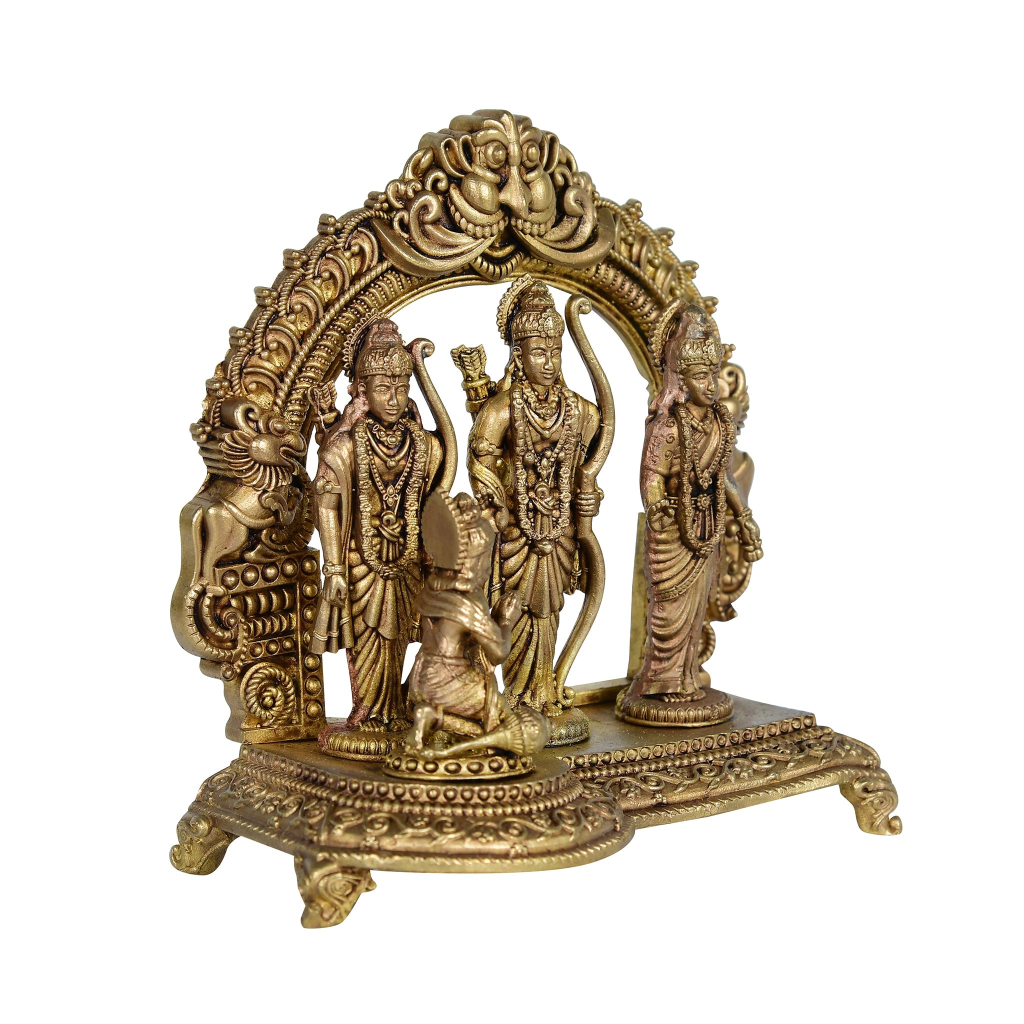 Ram Darbar Brass Idol – Lord Ram, Sita, Lakshman & Hanuman Murti – Handcrafted Pooja & Home Temple Décor