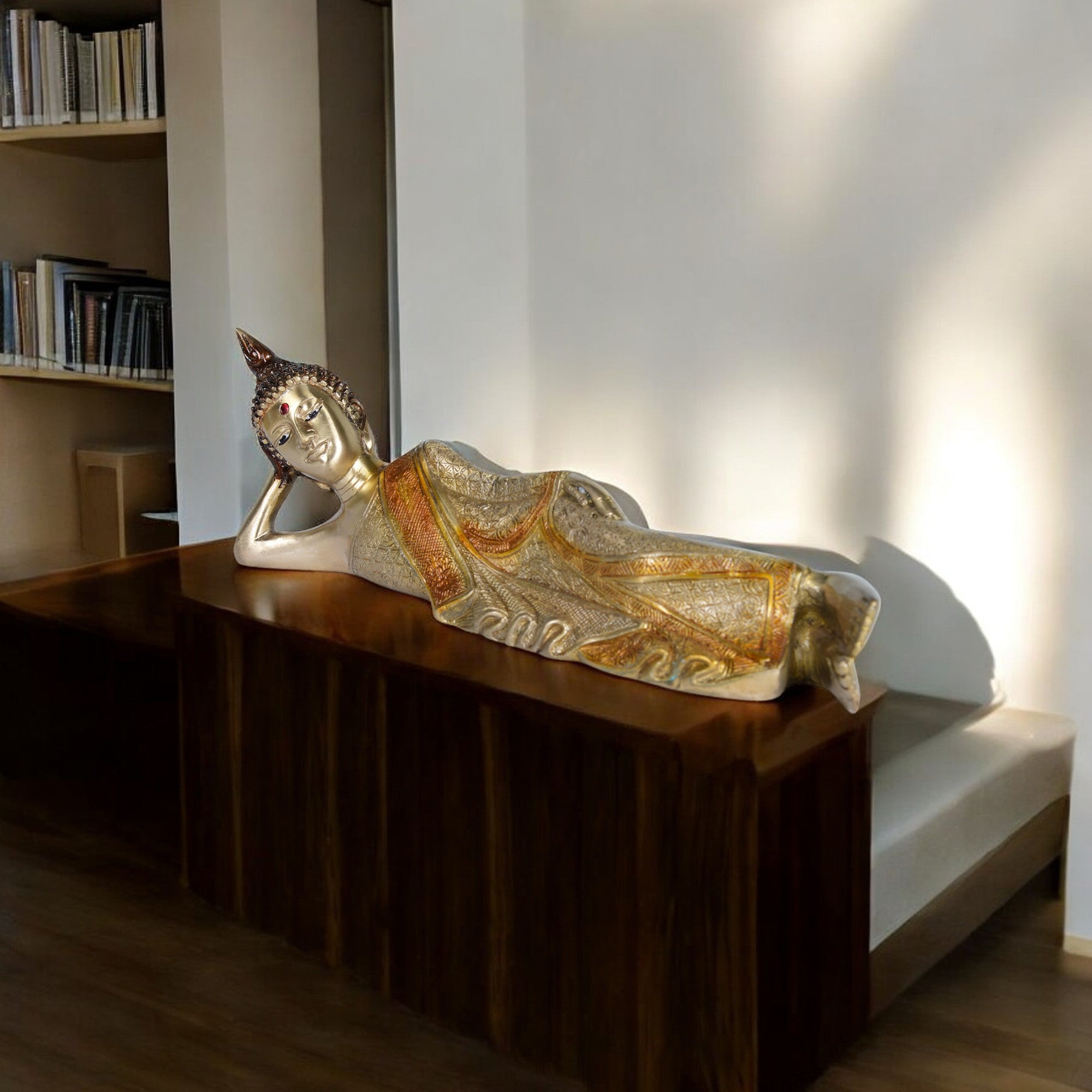 Antique Brass Reclining Buddha