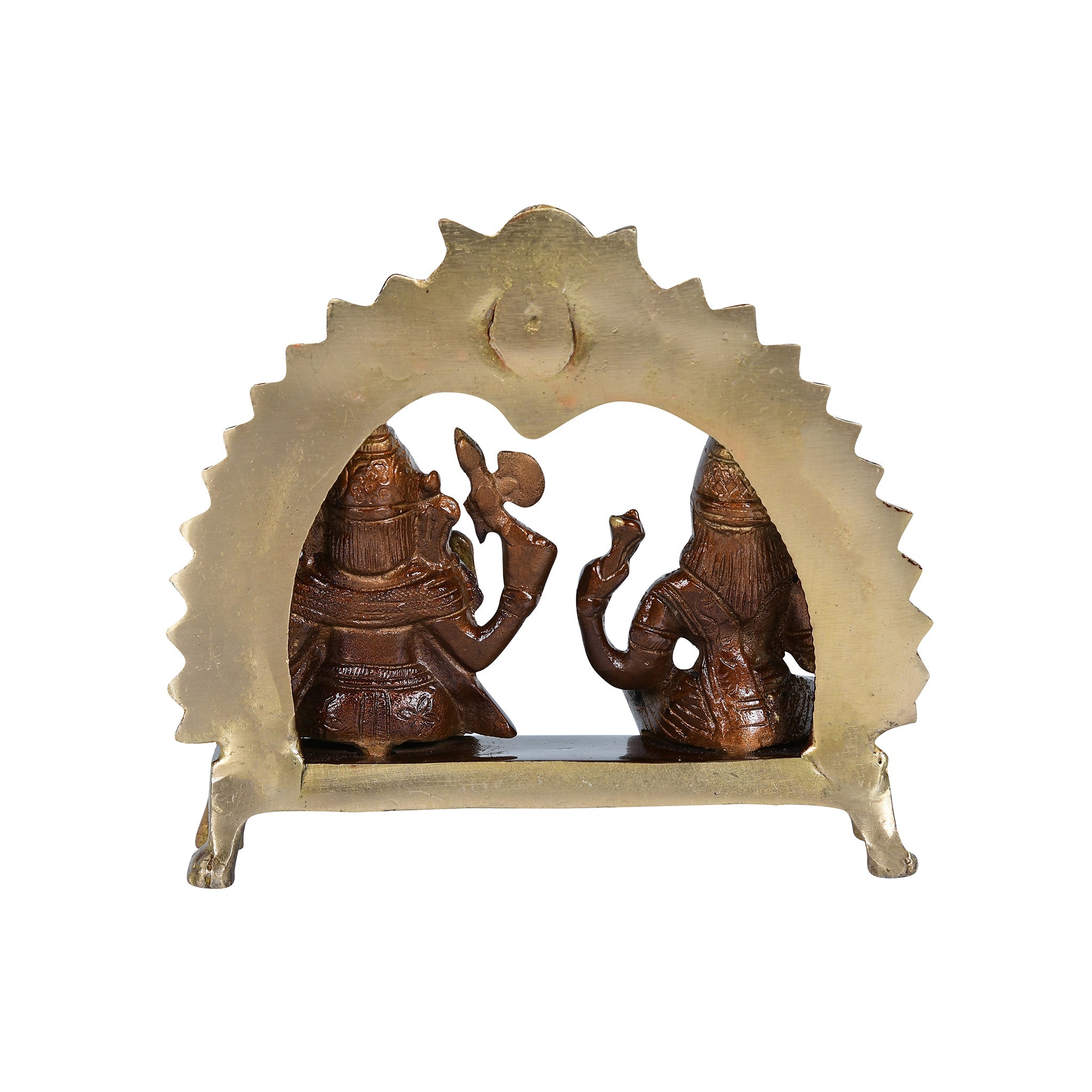 Brass Antique Lakshmi Ganesh Seated with Arch