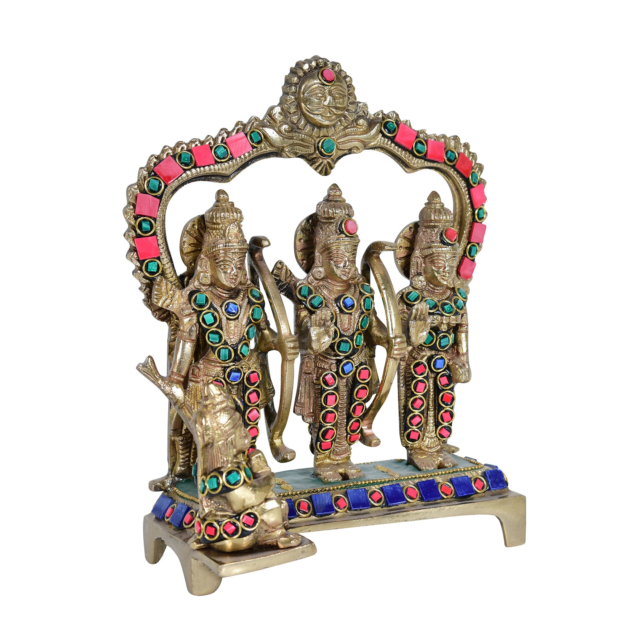 Brass Ram Darbar with Stones-8.5" Height