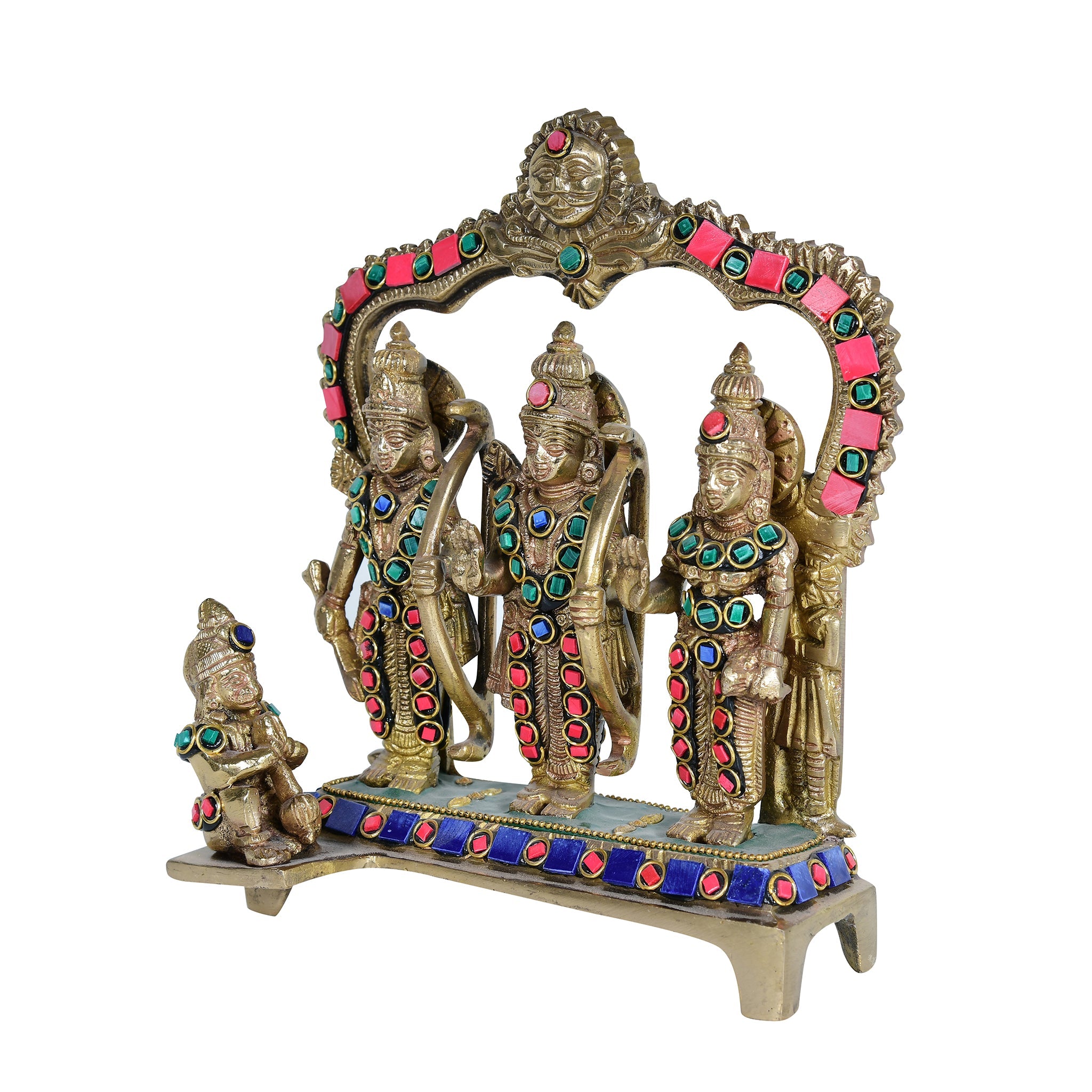 Brass Ram Darbar with Stones-8.5" Height
