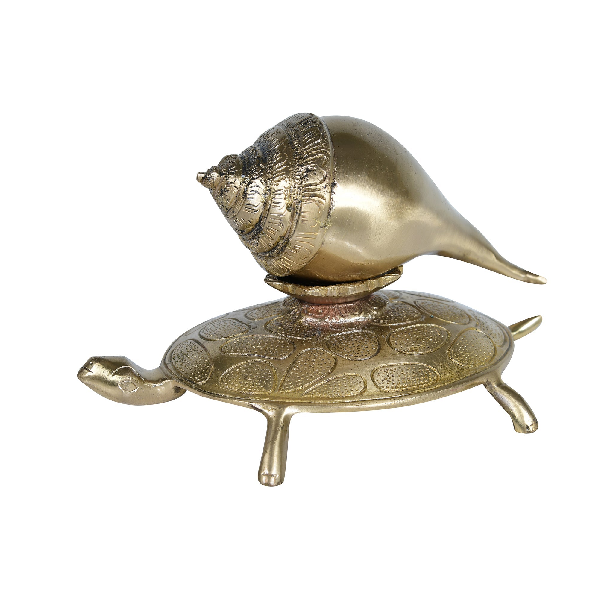 Auspicious Brass Shankh on Tortoise Base – Symbol of Prosperity & Protection
