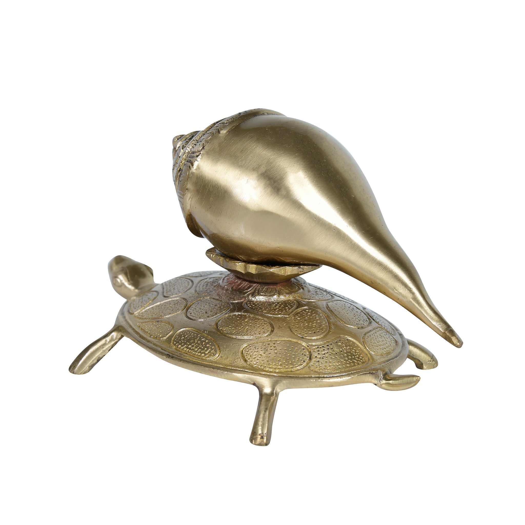 Auspicious Brass Shankh on Tortoise Base – Symbol of Prosperity & Protection