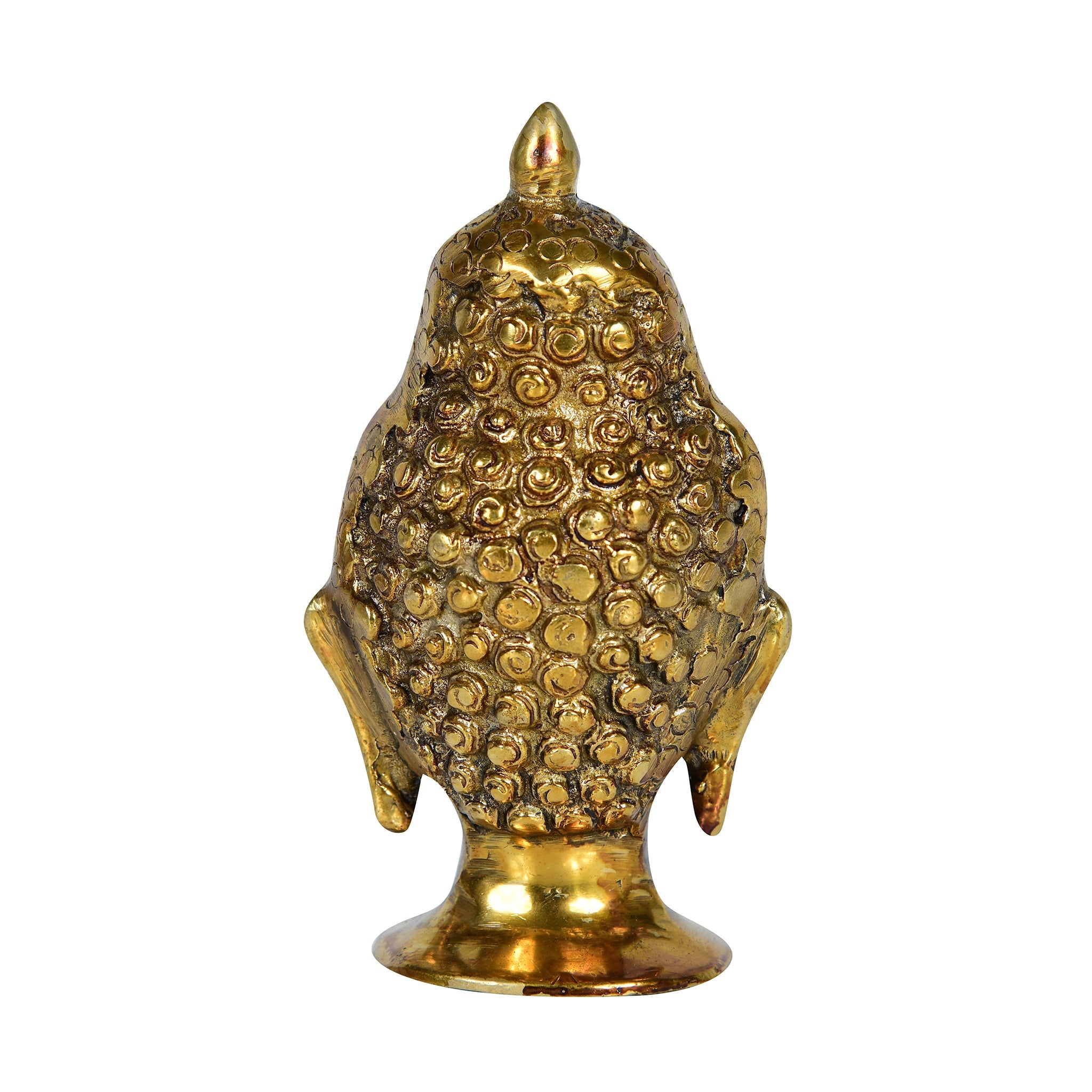 Superfine Brass Buddha Head Sculpture - 5" Height