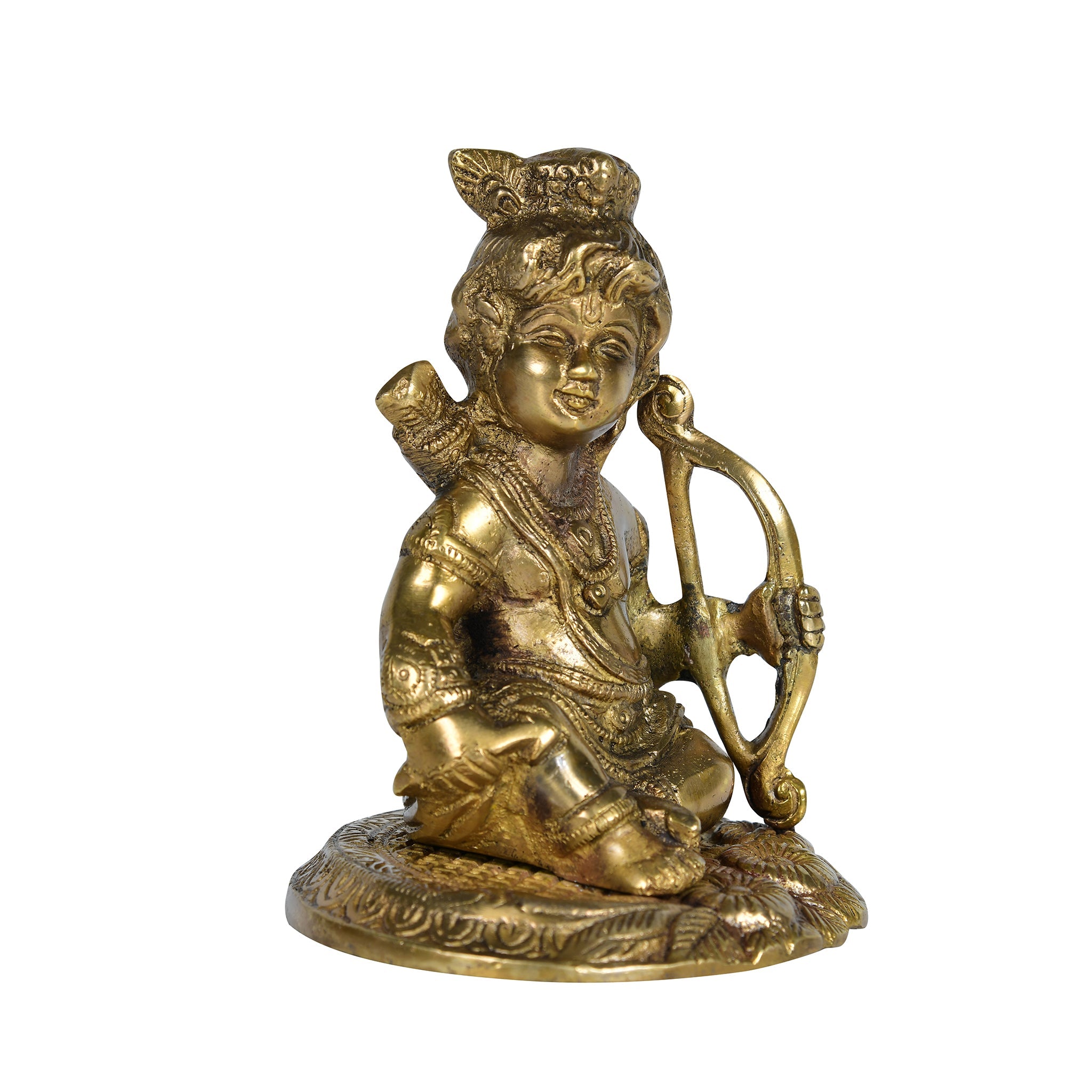 Bal Ram Lalla Brass Idol – Divine Child Krishna with Bow – Handcrafted Murti for Home Temple, Pooja & Festive Décor