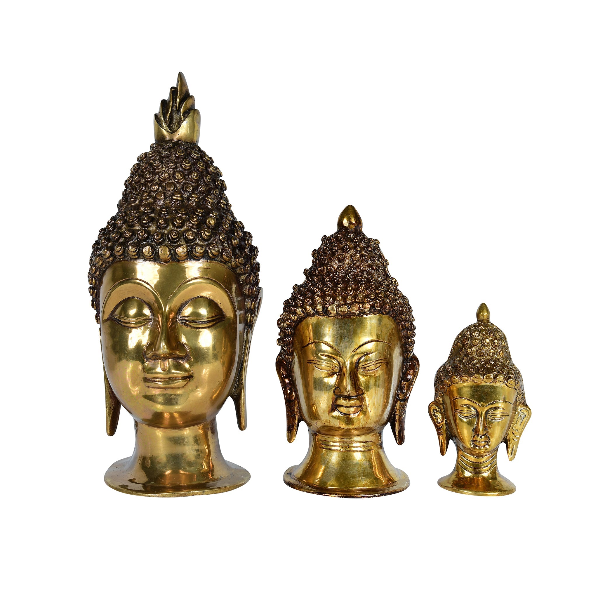 Superfine Brass Buddha Head - 8.5" Height