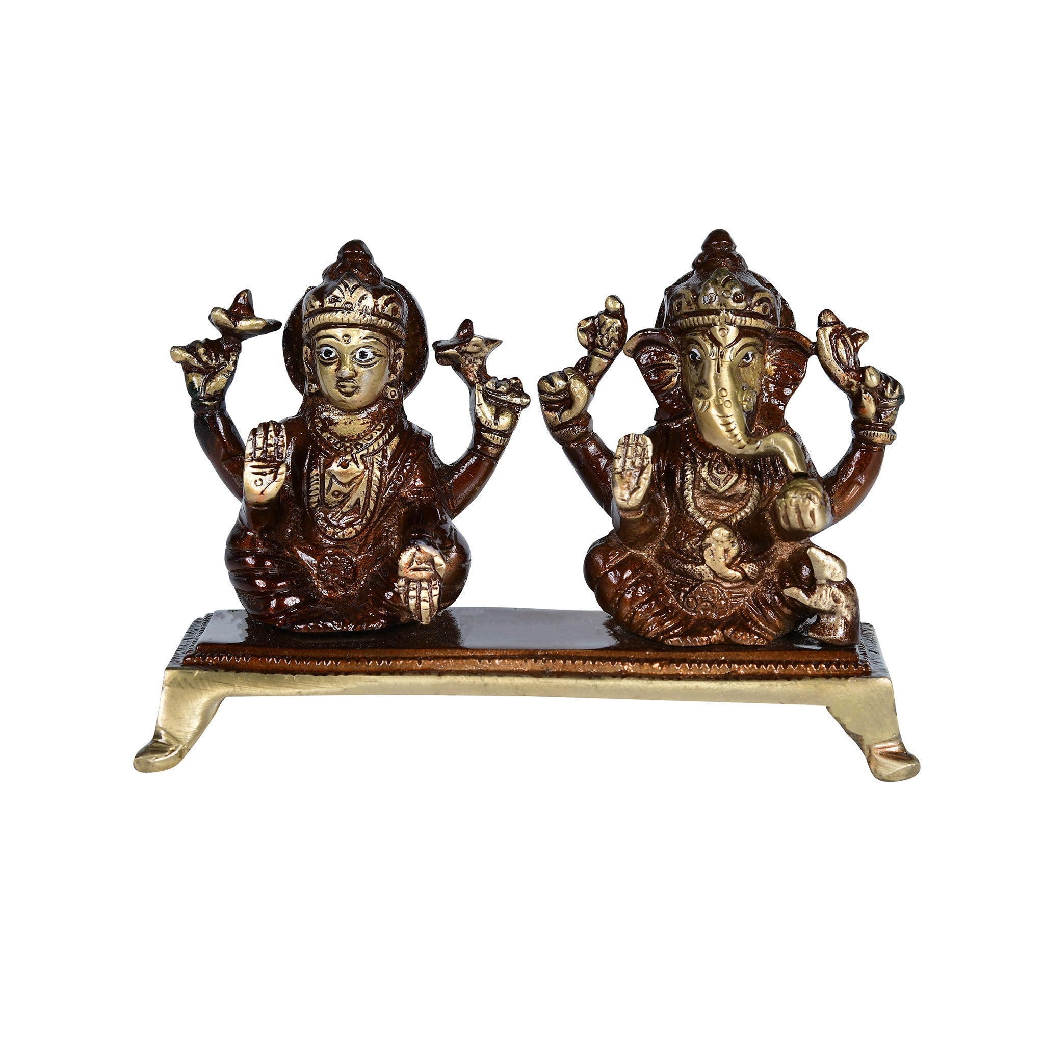 Brass Antique Lakshmi Ganesh with chowki