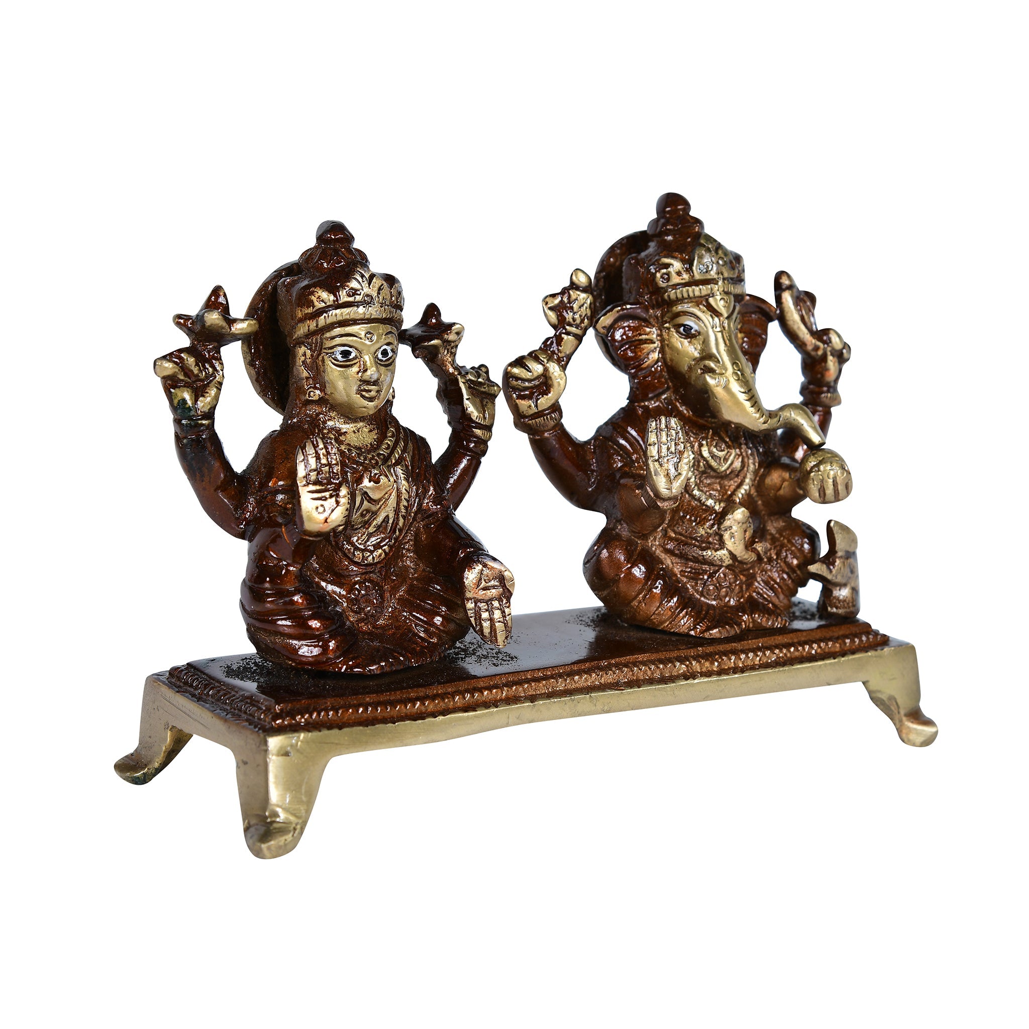 Brass Antique Lakshmi Ganesh with chowki