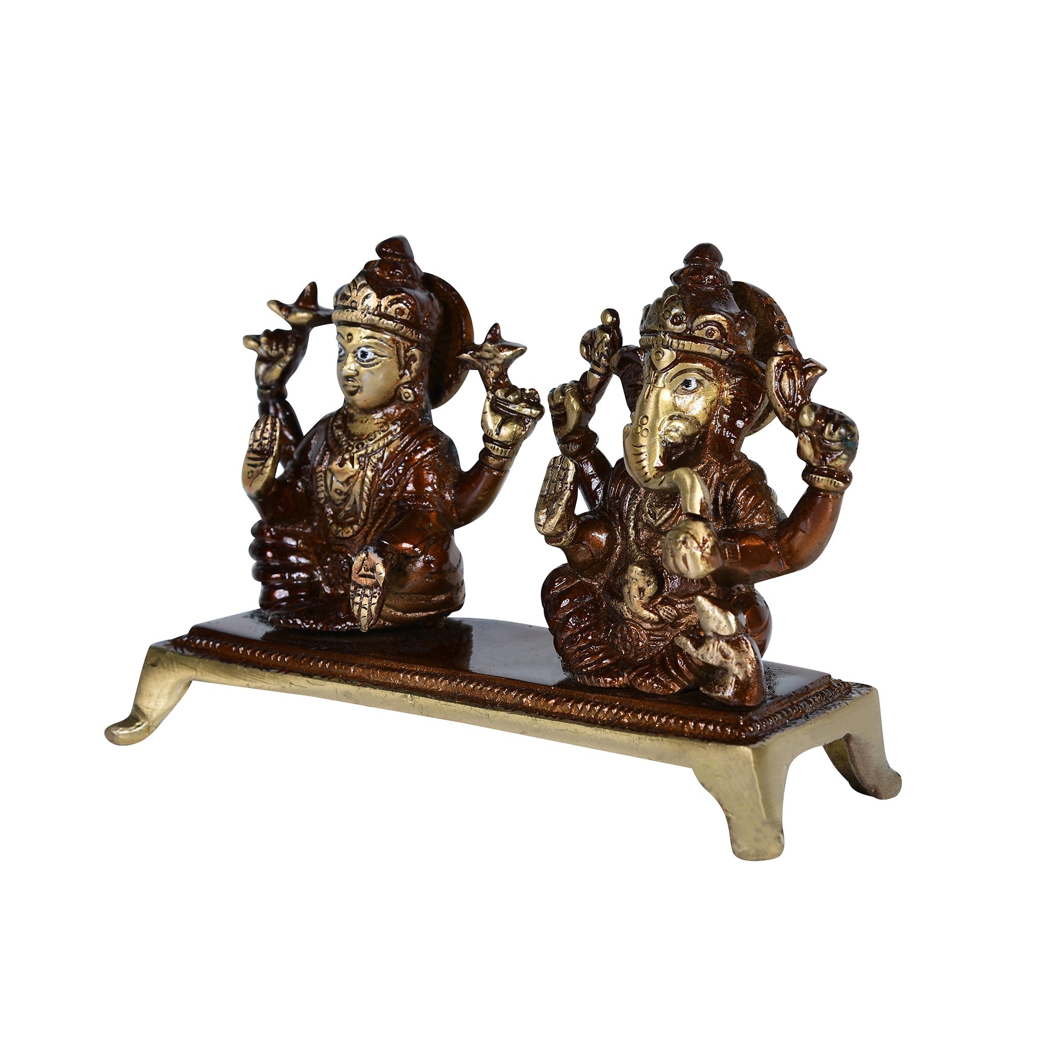 Brass Antique Lakshmi Ganesh with chowki