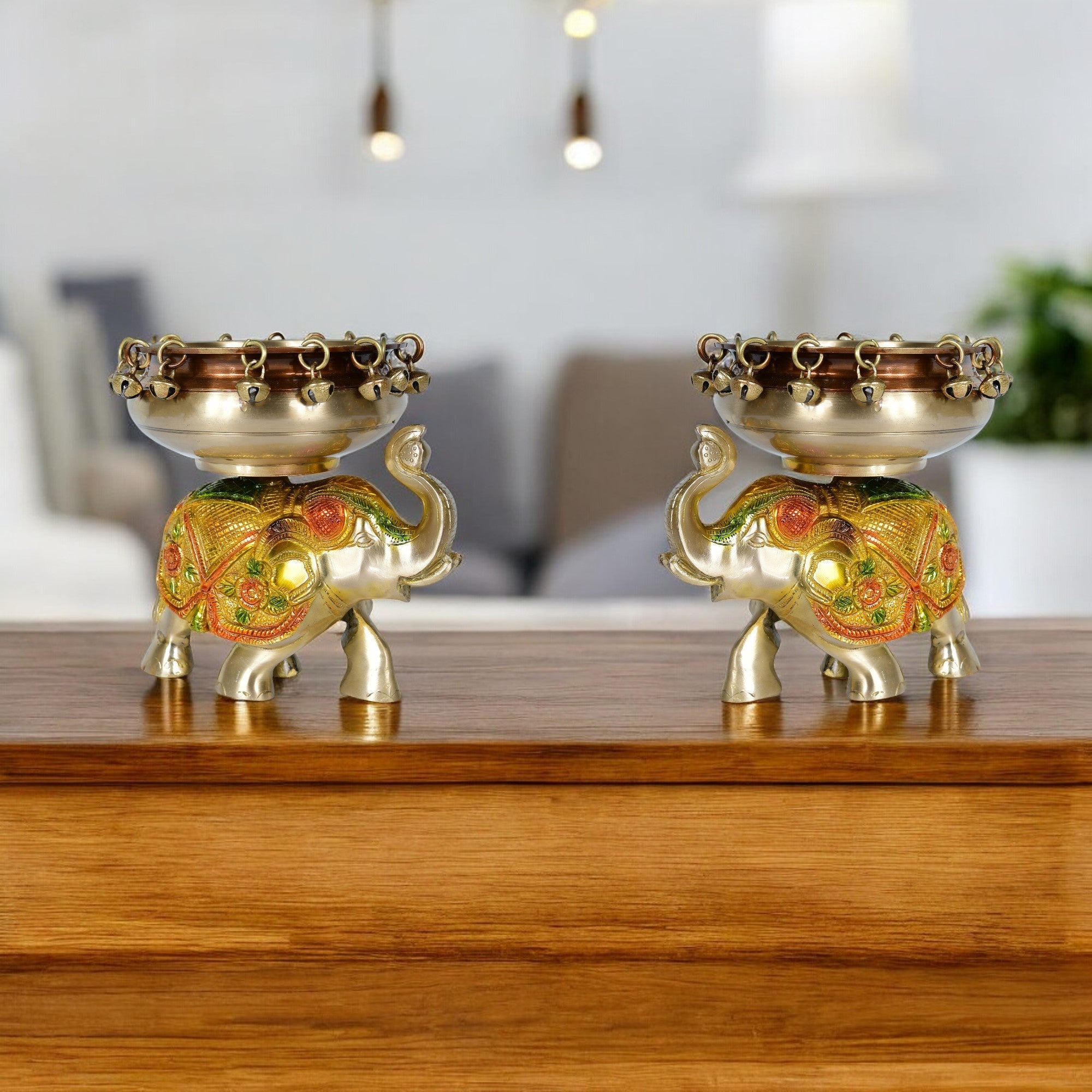 Majestic Brass Elephant Urli – Traditional Décor Bowl for Flowers & Festive Charm